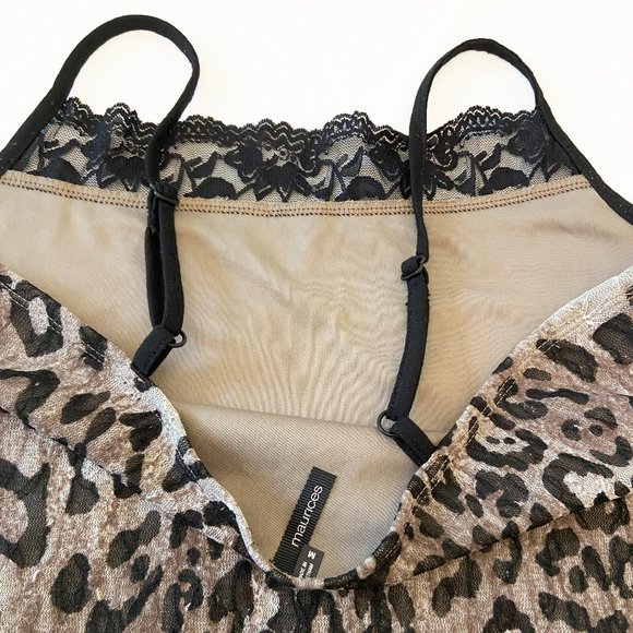 Maurices women's vintage cheetah lined camisole US M, adj. straps, lace trim - Picture 6 of 9